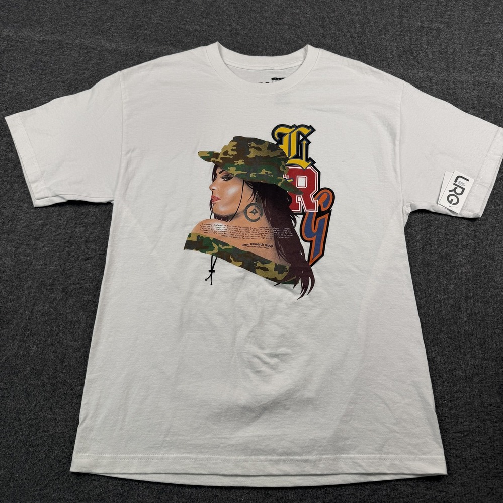 LRG Shirt Mens Large White Camo Girl Lifted Research Group Tee Streetwear NEW